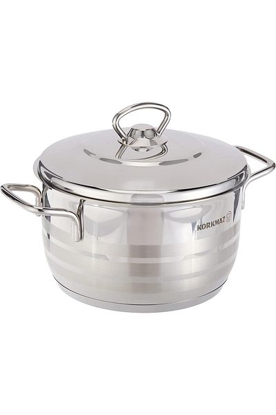 KORKMAZ Astra Stainless Steel Casserole 18x10 cm / 2.5 L | Induction Compatible Cooking Stock Pot wi