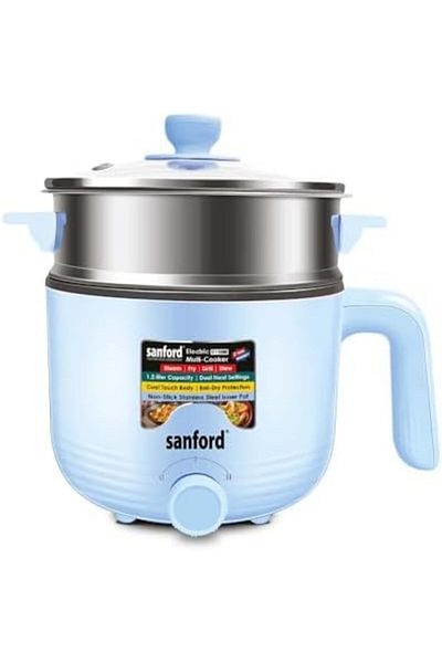 Sanford 1.2L Electric Multi Cooker | 4-in-1 Steam, Fry, Grill, Stew | 600W Power | Non-Stick Pot & S