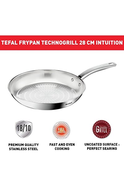 TEFAL Intuition 28 cm Frying Pan | Premium 18/10 Stainless Steel | Induction | 2-Year Warranty | B85
