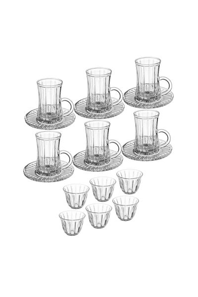 Dania 18-piece glass tea set, 6 teacups + 6 tea saucers + 6 cups