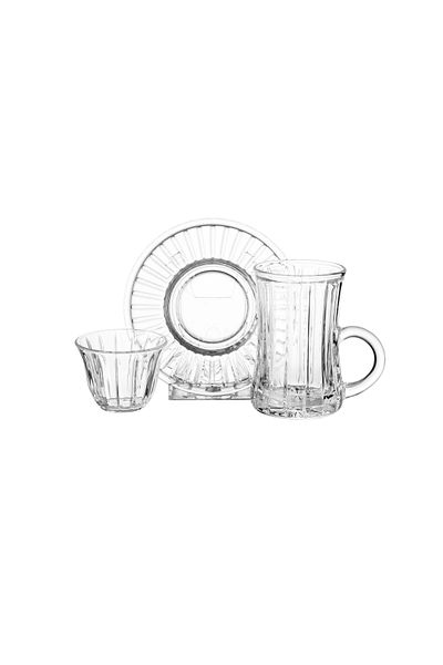 Dania 18-piece glass tea set, 6 teacups + 6 tea saucers + 6 cups