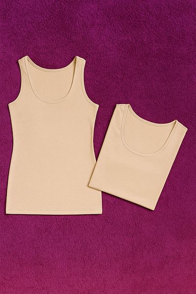 QKK Women's Modal Cotton Lycra Thick Strap 2-Piece Undershirt Q6K6K0T1Ka