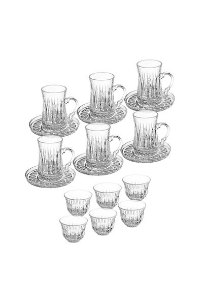 Dania 18-piece glass tea set, 6 teacups + 6 tea saucers + 6 cups