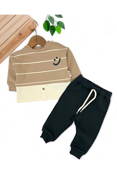 voyyo kids baby Baby Boy Shirt Detailed 3 Thread Unsharmonized Thick Bottom Top Stylish Set