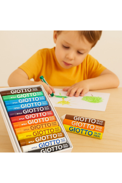 Giotto Olio Maxi 12 Renk Yağlı Pastel Boya Seti | Canlı Renkler, Yumuşak Sürü...