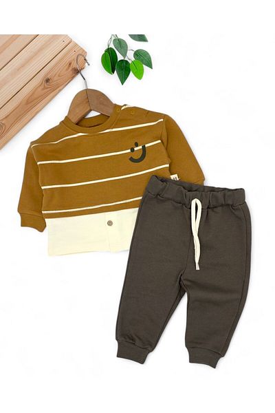 voyyo kids baby Baby Boy Shirt Detailed 3 Thread Unsharmonized Thick Bottom Top Stylish Set