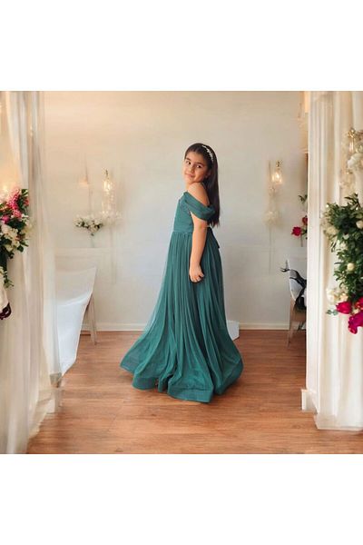 Ahsenimbebe Chest Y. Silvery Long Gezboy Girl's Evening Dress