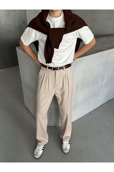 wamoss 2025 Pleated Comfortable Vintage Classic Wide Leg Baggy Trousers Pl11
