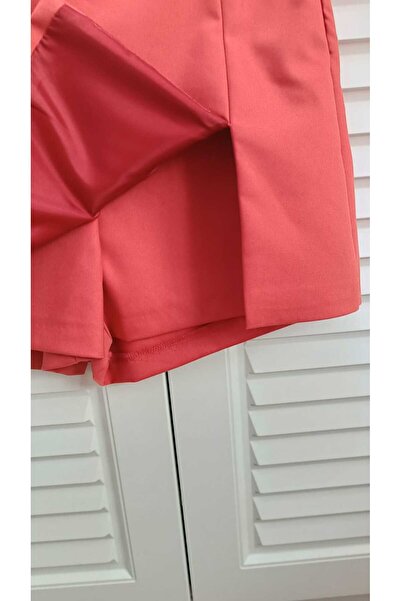 KAROL Premium Quality Hidden Slit Inside Does Not Show Satin Lined Orange Color Shorts Skirt