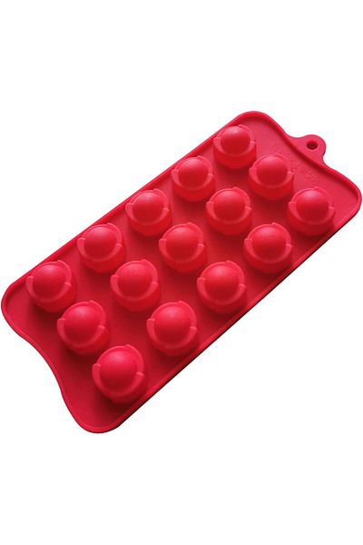 Generic Multipurpose Silicone Sphere Mold - 15 Round Cavity Red Tray for Creative Projects