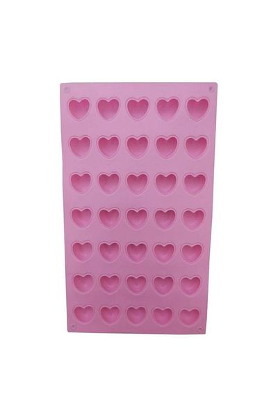 Generic 35-Cavity Heart Shaped Cookie Mold, Pink Silicone Baking Mould