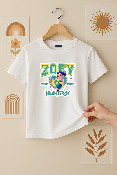 Kpop Demon Hunters Hunterix Zoey Printed Girl T-Shirt 4-13 Years