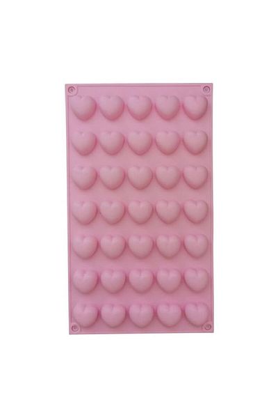 Generic 35-Cavity Heart Shaped Cookie Mold, Pink Silicone Baking Mould