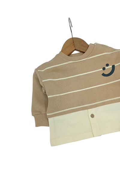 voyyo kids baby Baby Boy Shirt Detailed 3 Thread Unsharmonized Thick Bottom Top Stylish Set
