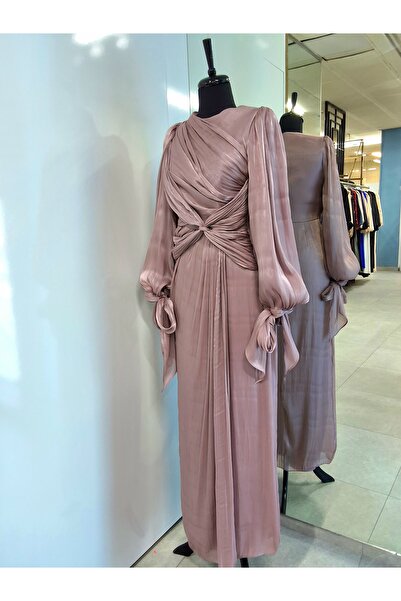 Moda Neva JANJANLI ŞİFON ÖNDEN BAĞLAMALI ABİYE