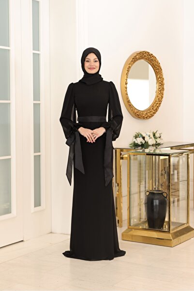 miss newal Firuze Tesettür Abiye Siyah