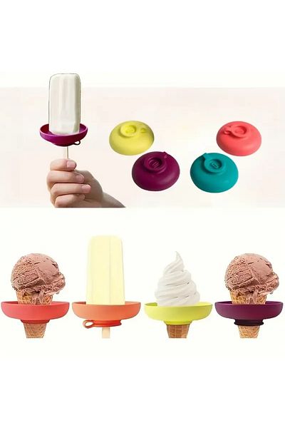 GlassySKY (Pink) Ice Cream Holder Carrier Slikon Stand, Anti-Drip and Clothing Anti-Fouling, Summer Vacation