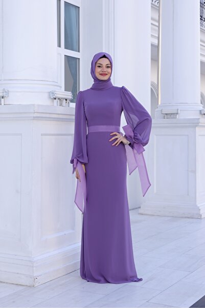 miss newal Firuze Tesettür Abiye Lila