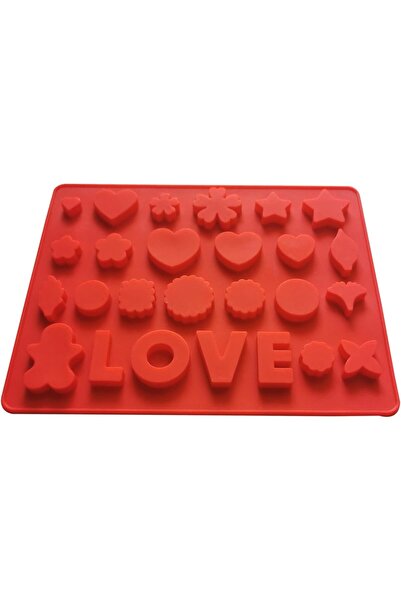Generic Red Silicone Mould – Heart, Star & Flower Shapes