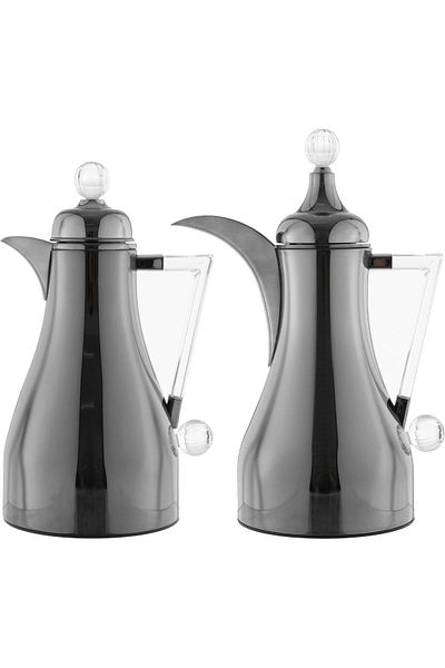 Alsaif Gallery Lina Al Saif Gallery Thermos Set, 1/1 Liter, Transparent Handle, Inner Glass Holder, Stainless Steel