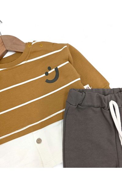 voyyo kids baby Baby Boy Shirt Detailed 3 Thread Unsharmonized Thick Bottom Top Stylish Set