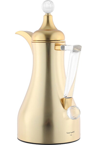 Alsaif Gallery Lena Flask Set from Saif Gallery, 1/1 liter, transparent handle, glass insulator, stainless steel