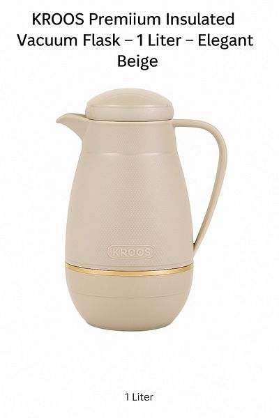TSUMAB KROOS Premium Insulated Vacuum Flask – 1 Liter – Elegant Beige