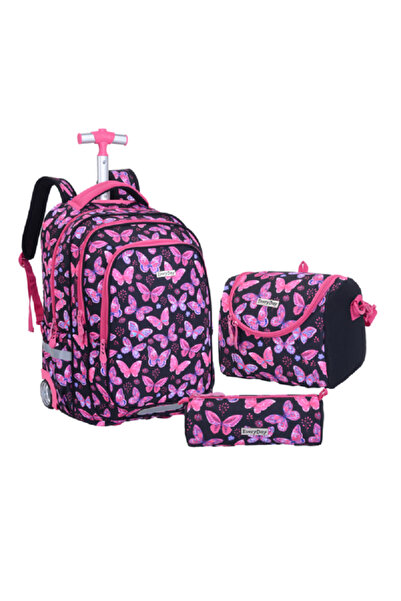 Marvel 3-Piece Butterfly Printed Zipper Closure Trolley Backpack Set