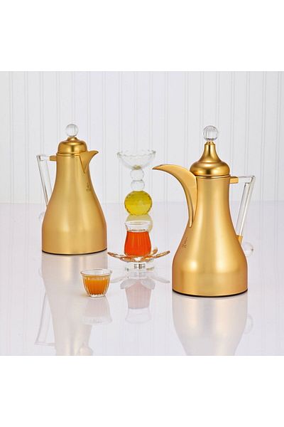 Alsaif Gallery Lena Flask Set from Saif Gallery, 1/1 liter, transparent handle, glass insulator, stainless steel