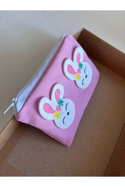 Stil Tasarım Toka Handmade Linen Rabbit Children's Wallet