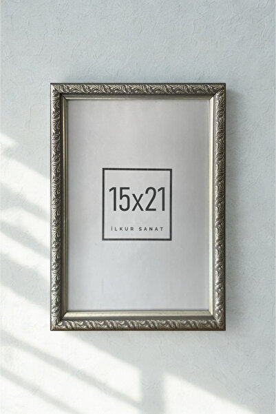 ilkur Ramă cu model argintiu cu sticlă mată de 2 mm grosime, dimensiune A5 (15x21)