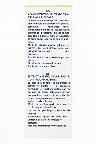 Apaxil Tratament Controlul Transpiratiei Maini / Picioare 50 ml
