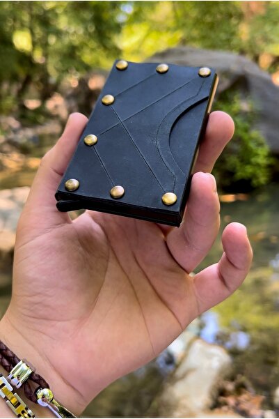 Takı Zanaatkarı حامل بطاقات مثبت من الجلد الأصلي مزود بـ 7 بطاقات مع حماية RF...