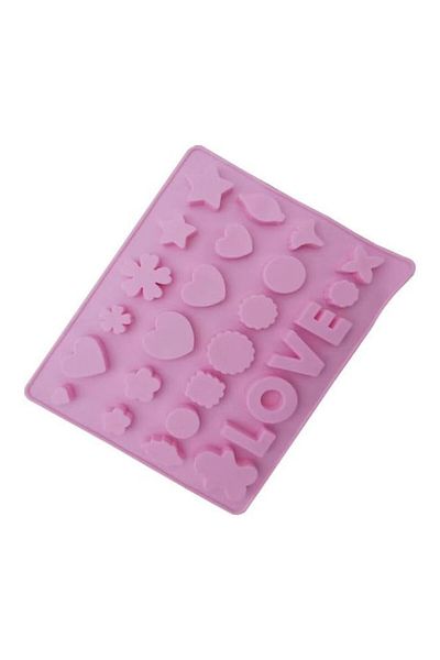 Generic Love Heart Rose Flower Shaped Chocolate Mold, Pink Silicone Mould for Baking