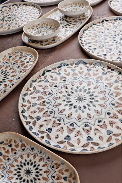 Home Lunaria 29 Parça Porselen Kahvaltı Takımı 6 Kişilik Çay Bardaklı Kayık S...