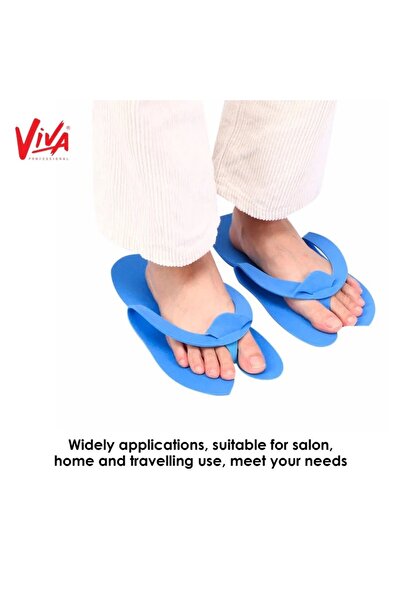 Viva Professional Disposable slippers For Pedicure spa foot bath nail salon (12 pairs) - Blue, Pink & White