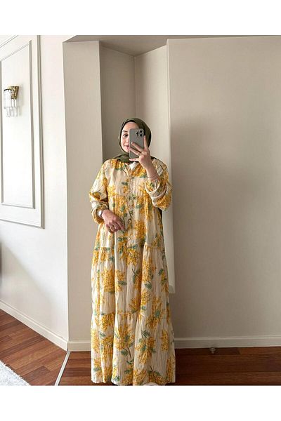 Zübeyde Sayın Suspender Patterned Hijab Dress