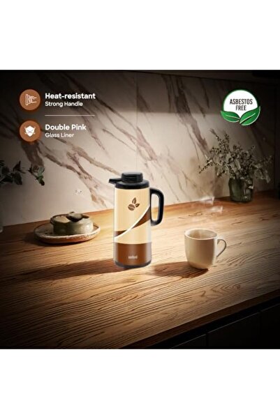 Sanford 1.0L Double Glass Liner Vacuum Flask | 24-Hour Hot & Cold Retention | Leak-Proof | Heat-Resi