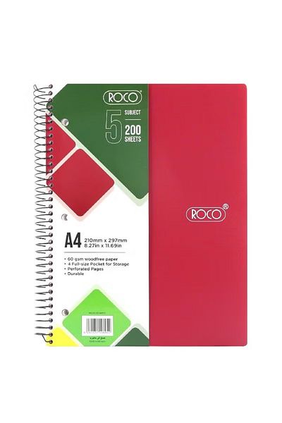 Roco Neon A4 Notebook – 200 Sheets, Vibrant & Durable
