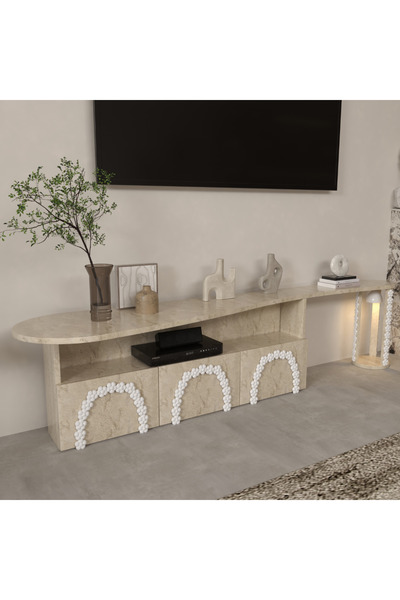 klubeconcept %100 MDF Kişiye Özel 200 cm Ponpon Detaylı Modern TV Ünitesi Öze...