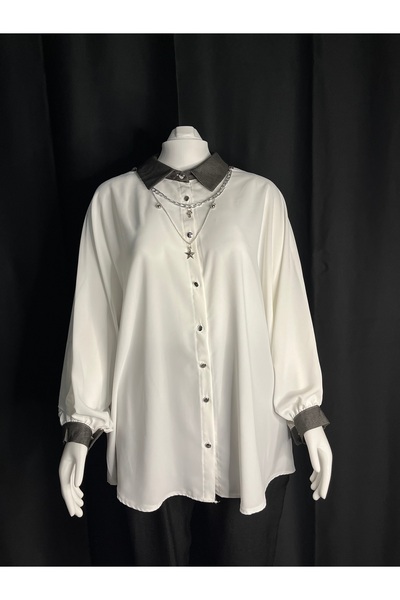vanourya giyim Şifon yarasa kol kendinden kolyeli gömlek