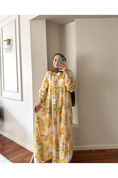 Zübeyde Sayın Suspender Patterned Hijab Dress