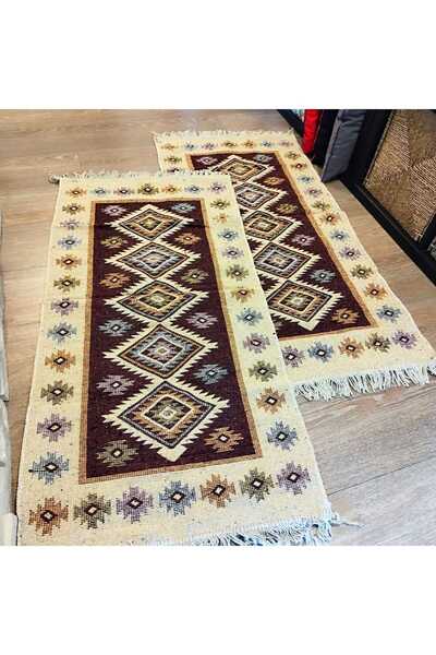 OEM 1+1 Traditional rugs, jute, size 60x90cm, brown and cream, ROMB model