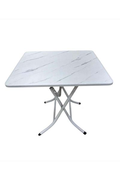 Family Ship Foldable Wooden Square Table - Marble White