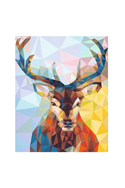 OEM Set de pictura cu numere, model cerb, 41 x 51 cm, vopsea in ulei, multicolor