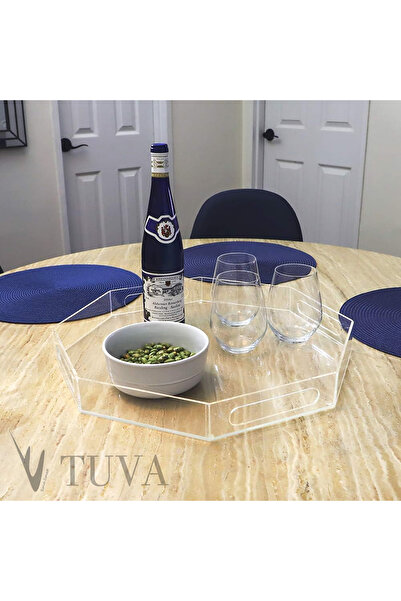 TUVA REKLAM Tuva - Modern Serving Tray with Inner Handles Round Octagonal Form |   Premium Presentation and Decoration