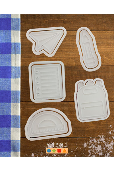 Montessori Back to School Themed Cookie Cutter Set – 10 Piece Cookie Cutter and Stamp