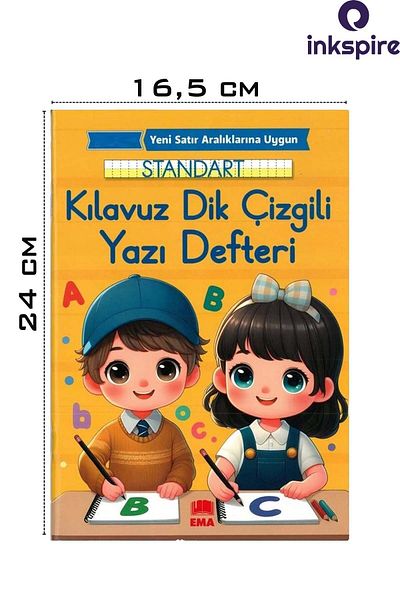 inkspire 2 Pieces New Curriculum Standard Guide Vertical Line Beautiful Writing Notebook 16.5X24 cm 24 Yp Pen Gift