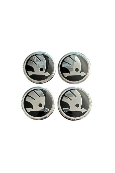 MAF Set 4 hubcaps 58mm exterior, 56mm interior Skoda silver compatible/alloy ...
