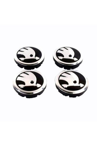 Aftermarket Set 4 capace roți, 65mm Skoda, negre, cromate pentru jante din al...